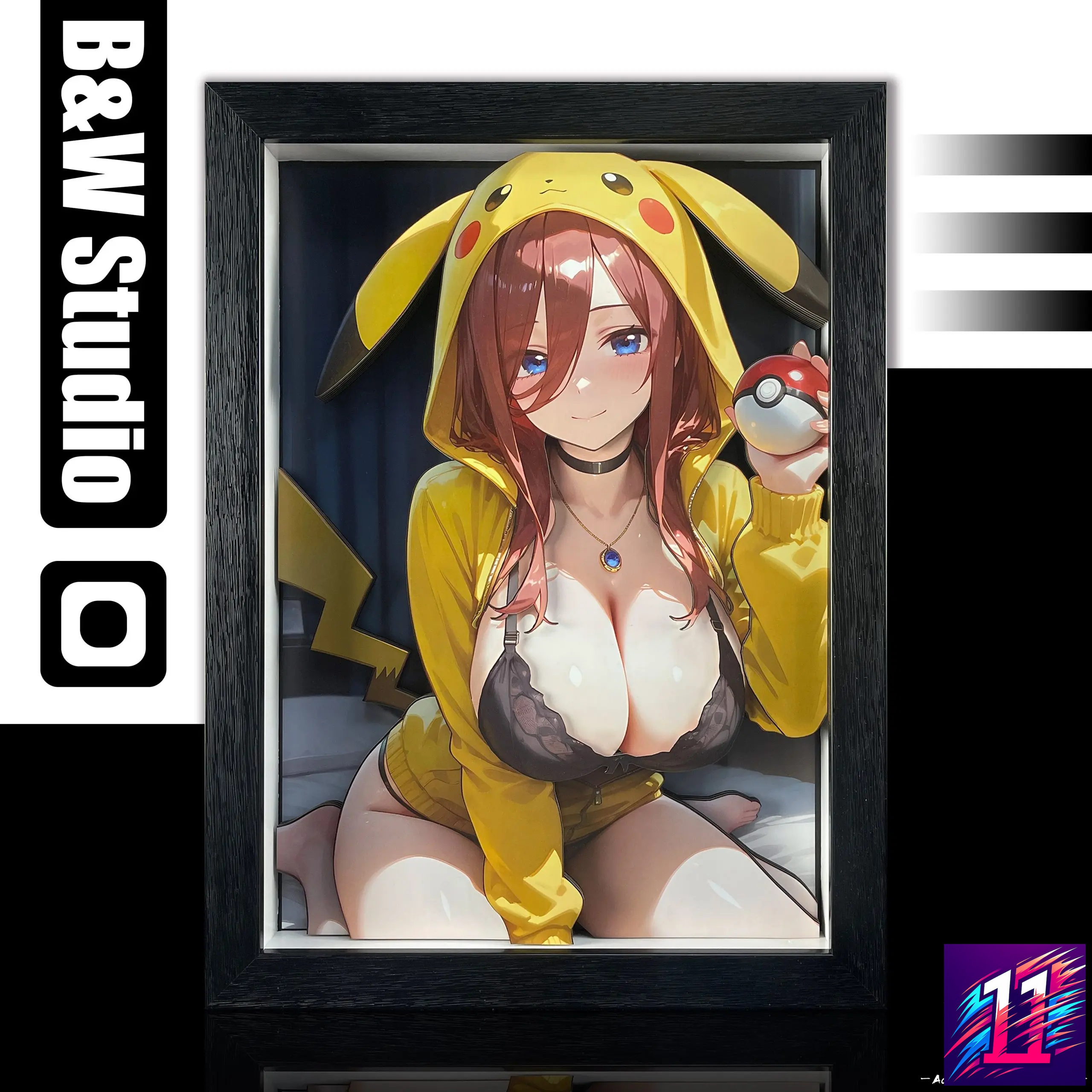 B&W Studio - The Quintessential Quintuplets Pikachu Girls Series Decorative Art #4 Miku Nakano 3D Wall Art